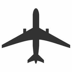 黑色的白色飞机图标孤立的背景飞机黑暗颜色简单的插图象征