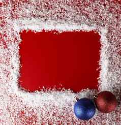 圣诞节红色的背景白色雪花边境