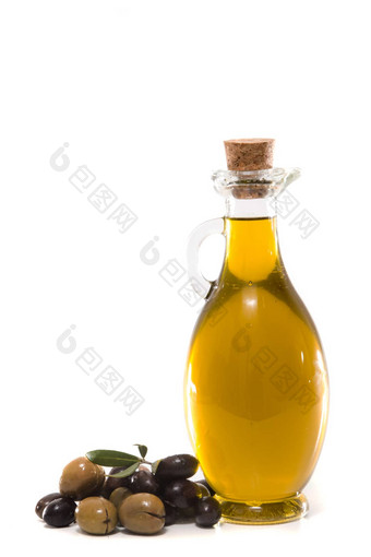 绿色黑色的橄榄橄榄石油瓶