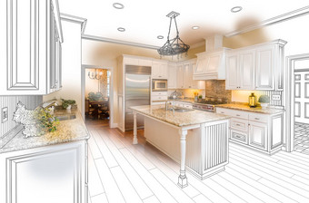 美丽的自定义厨房画照片结合白色