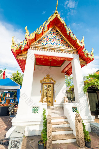 入口<strong>寺庙</strong>美丽的屋顶<strong>泰国</strong>曼谷