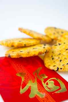 中国人一年红色的包饼干