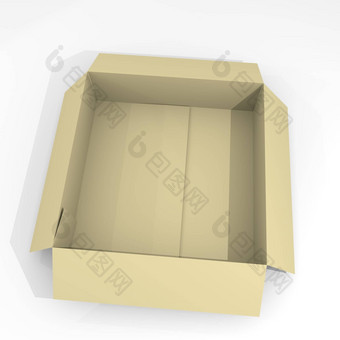 空开放<strong>盒子</strong>孤立的白色背景插图<strong>纸盒</strong>子运输纸板小包现实的详细的