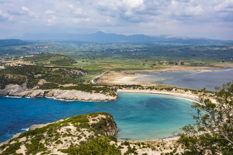 视图虚空海滩伯罗奔尼撒半岛地区希腊帕里奥卡斯特罗