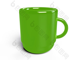 绿色光滑的杯子白色背景呈现