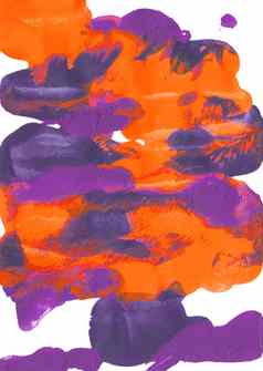 橙色紫色的丙烯酸油漆摘要涂片