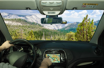 开车导航系统约塞米蒂国家公园
