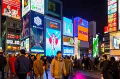 旅游走晚上购物街dotonbori大阪日本