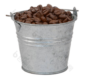 黑暗烤咖啡豆子金属桶