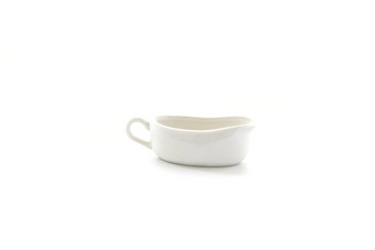 白色瓷船形调味汁碟杯孤立的白色背景