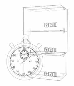 秒表纸板盒子草图