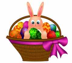 快乐复活节兔子兔子蛋篮子插图
