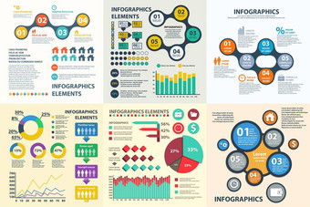 业务infographics圆折纸风格工作流布局横幅图数量选项一步选项网络设计