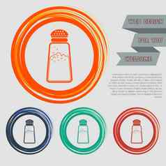 盐胡椒瓶烹饪香料图标红色的蓝色的绿色橙色按钮网站设计空间文本