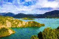 湖从 克雷马埃夫里塔尼亚地区希腊