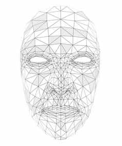 人类脸组成行多边形点