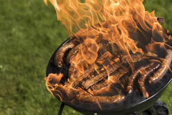 各种各样的美味的烤烧烤火背景