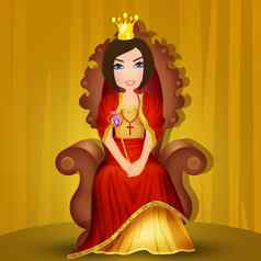 女王坐着宝座