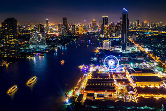 曼谷城市景观晚上泰国