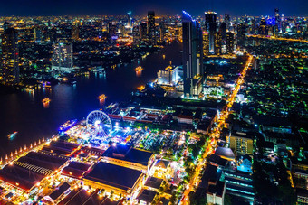 曼谷城市景观晚上泰国