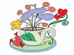 茶杯仙女花日益增长的
