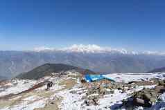 雪山峰尼泊尔喜马拉雅山脉