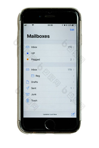 聪明的电话保护情况下触屏邮箱文件夹显示孤立的白色背景