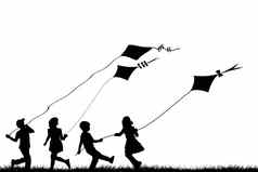 孩子们玩风筝