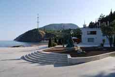 小公园雕塑海王星岩石美丽的视图海山