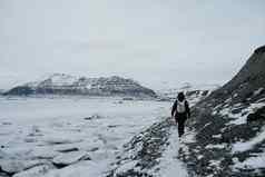 徒步旅行杰古沙龙冰河湖冰川环礁湖冰岛