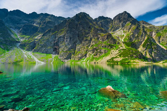 风景优美的山景观背景湖基