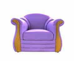紫色的皮革沙发孤立的白色
