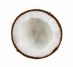 一半椰子孤立的白色背景