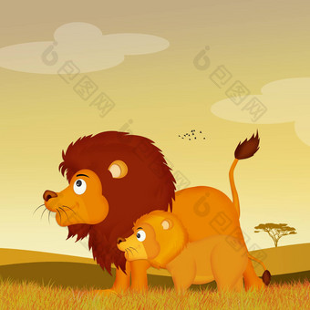 <strong>狮子</strong>非洲景观