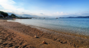 海滩图兰杰小村达尔马提亚克罗地亚岛pasman背景