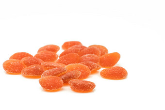 桩橙色味维生素帕斯蒂利亚剪裁路径复合维生素橡皮糖孩子们健康的概念