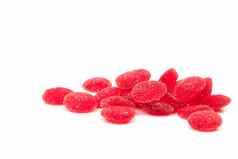 桩红色的维生素帕斯蒂利亚剪裁路径复合维生素橡皮糖孩子们健康的概念