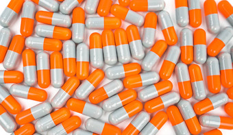 色彩斑斓的抗生素胶囊药片孤立的白色背景抗菌药物电阻概念制药行业药店背景