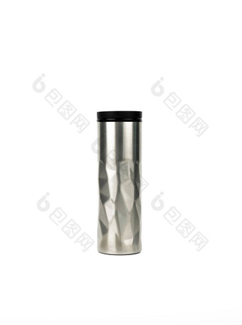 银热水瓶瓶现代设计孤立的白色背景复制空间饮料容器咖啡茶瓶