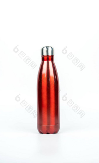 红色的热水瓶瓶体育运动设计孤立的白色背景复制空间饮料容器咖啡茶瓶