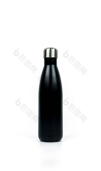 黑色的<strong>热水</strong>瓶瓶体育运动<strong>设计</strong>孤立的白色背景复制空间饮料容器咖啡茶瓶