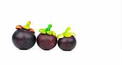 山竹果显示紫色的皮肤孤立的白色背景空间热带水果泰国女王水果亚洲新鲜的水果市场概念自然源丹宁酸氧杂蒽酮
