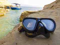 潜水面具潜水潜水岩石海