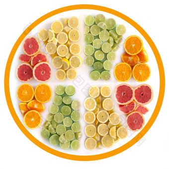 柑橘类水果图标概念