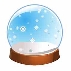 雪全球雪花内部孤立的白色背景圣诞节魔法球雪球插图冬天玻璃球水晶圆顶图标