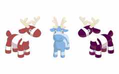 玩具鹿插图白色背景圣诞节树装饰冬青可爱的简单的孩子们玩具快乐圣诞节快乐一年风格