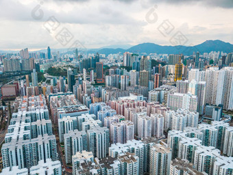 在香港香港城市空中视图天空
