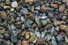 花岗岩卵石石头地面花园装饰颜色形状宏特写镜头背景