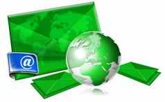 电子邮件概念绿色全球