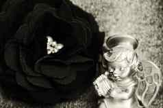 古董玫瑰照片黑色的白色